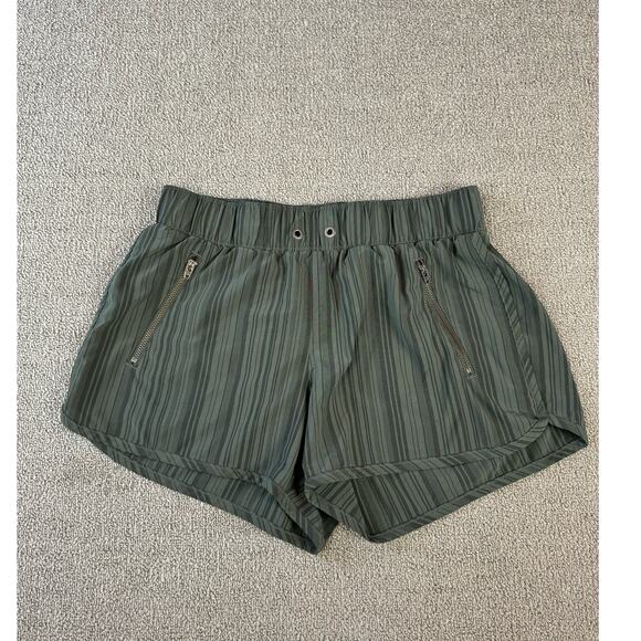 Athleta Sway Shorts Striped Athleisure Outdoors Casual Olive Green Size Small - Picture 1 of 7